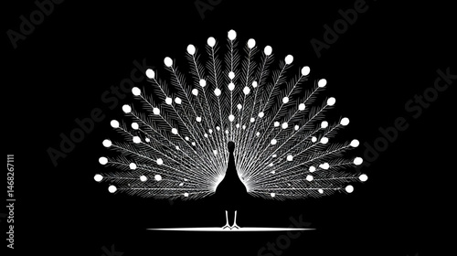 Peacock icon silhouette simple silhouette vector isolated on white background  -  