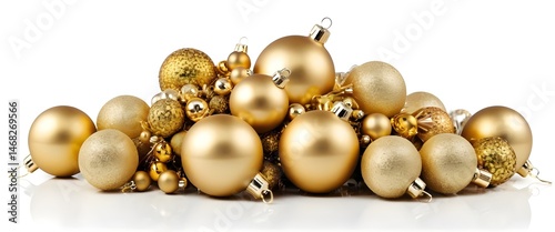Pile of Golden Christmas Ornaments
