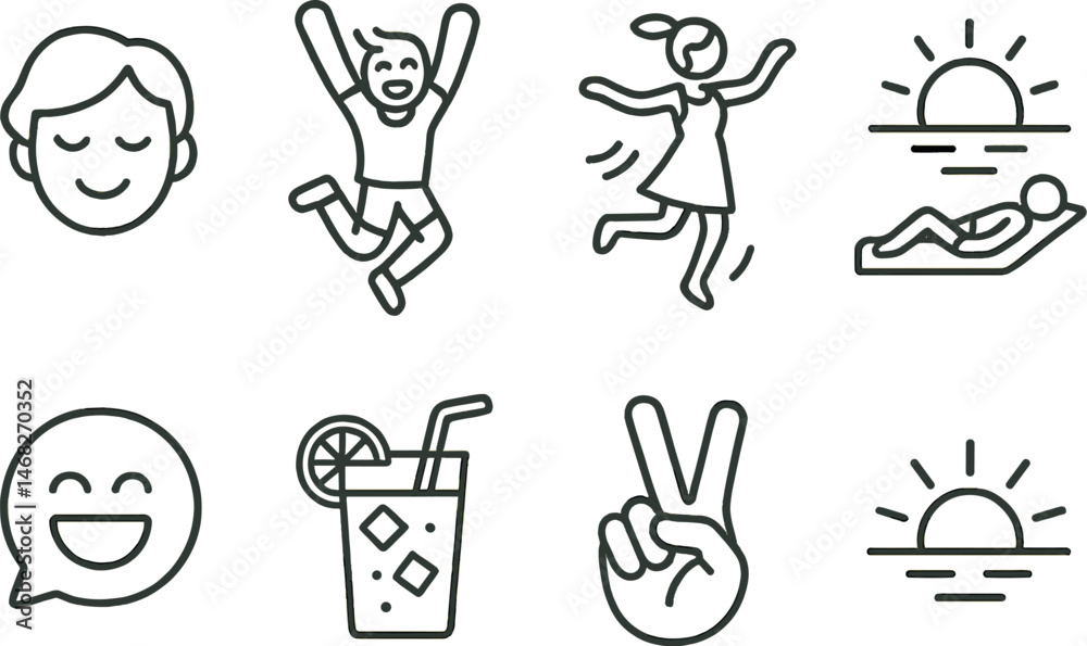 Obraz premium Sun icon set. Summer set linear