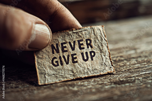 A close-up image of a hand holding a message card that reads 