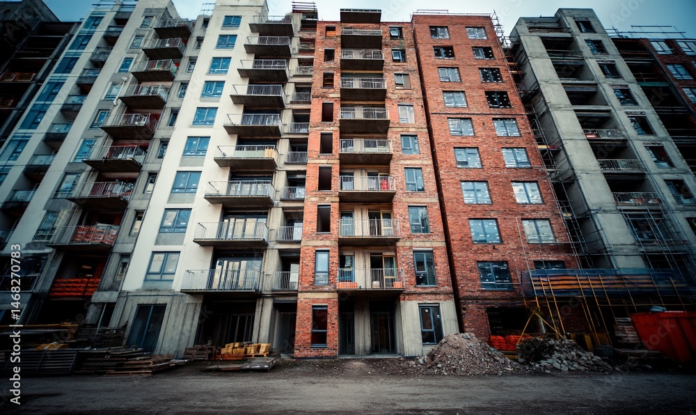 Fototapeta premium Modern apartment complex under construction