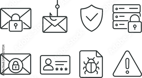 Security icon set. Linear style