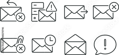 Email and communication outline icons set – line, messaging, mail symbols collection