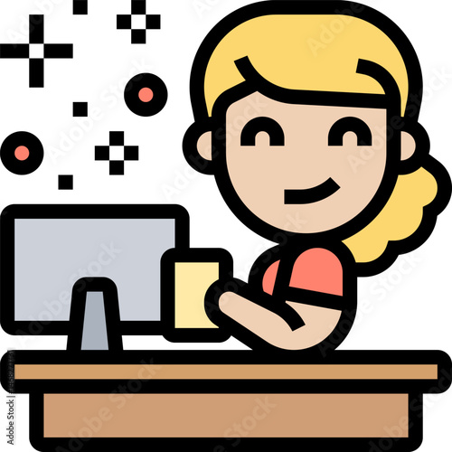 office desk illustration on a white background     