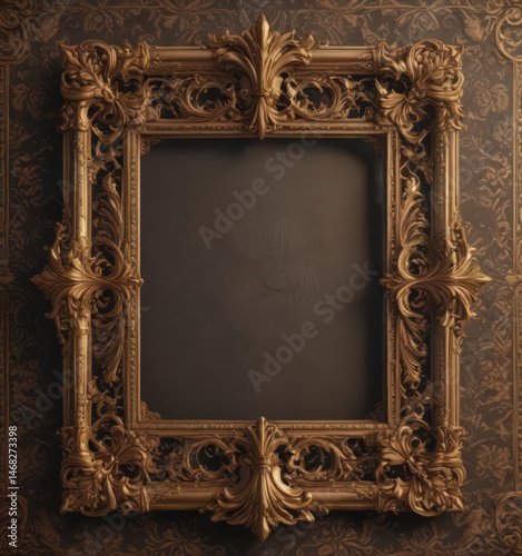 Intricate frame designs, rich damask texture, vintage aesthetic,  elegant,  silver,  detail