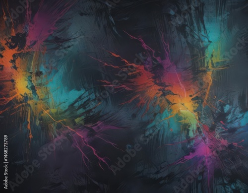 Dark, rough grunge texture with vibrant chromatic aberration  Abstract distressed pattern , texture, graffiti