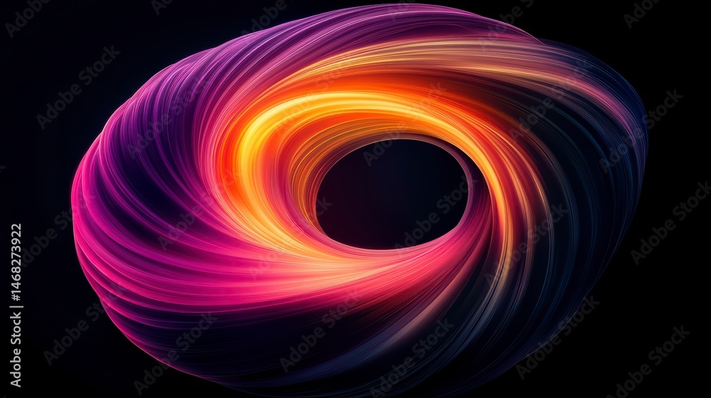 Colorful spiral with a black background. The spiral is made up of many different colors Colorful spiral with a black background. The spiral is made up of many different colors