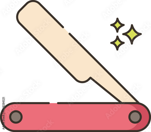 straight razor illustration on a white background     