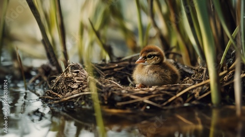 Adorable baby duckling in nest wildlife photography nature birds animal cute little bird brown feathers outdoor