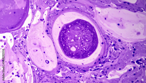 Microscopic View of Ovarian Teratoma: Germ Cell Tumor Pathology Image photo