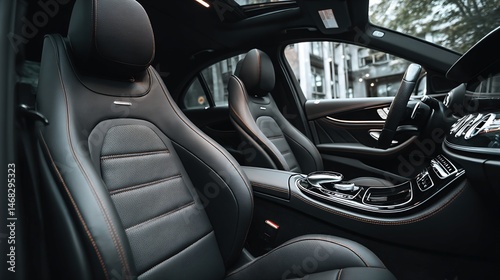 Wallpaper Mural Luxury Car Interior: Black Leather Seats and Center Console Torontodigital.ca