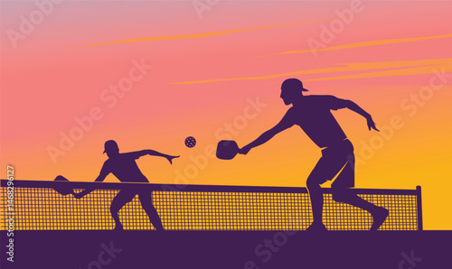 Great editable vector file illustration of pickleball playing together good for digital design and print mockup	