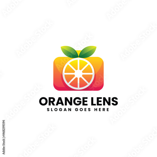 Orange Lens Camera Colorful Logo Design
