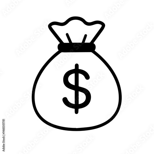 cartoon money bag icon with dollar sign