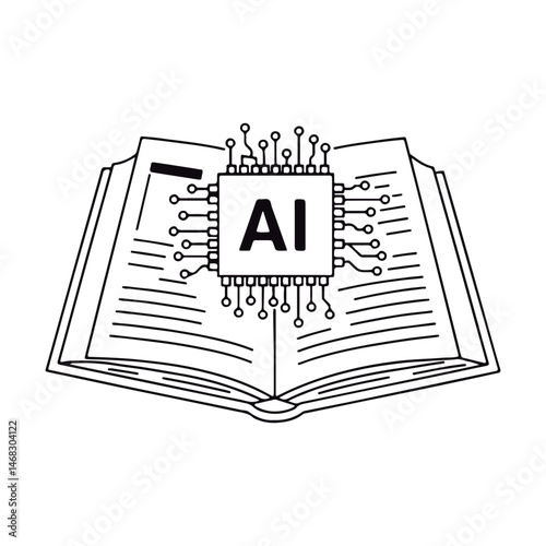 AI Learning and Education Concept. AI Technology in Books.
