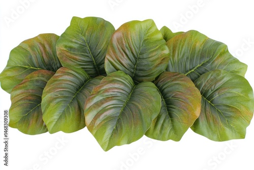 Lush green and brown artificial leaves