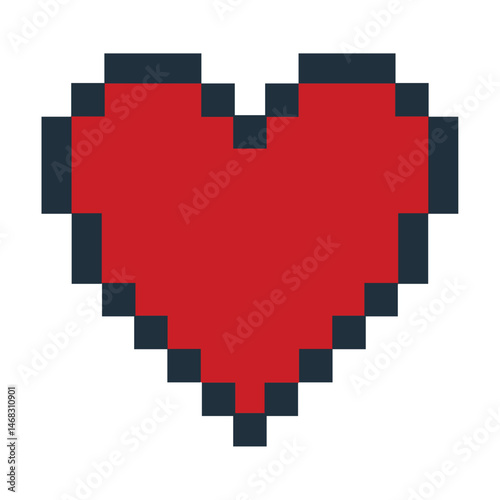 Pixel red heart icon. Vector
