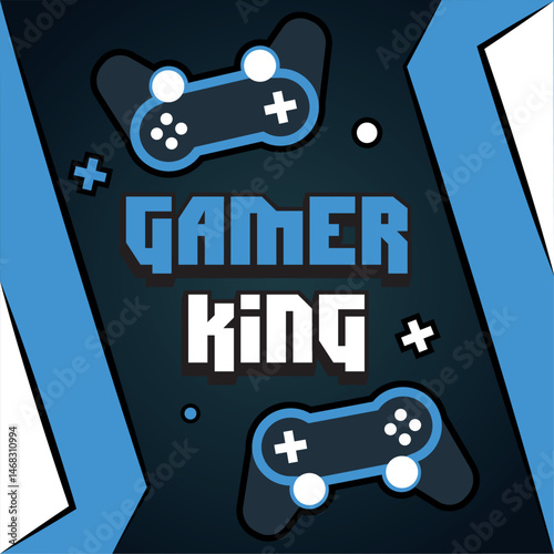 Gamer king blue design. Vector