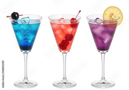 Wallpaper Mural Three colorful cocktails isolated on white background Torontodigital.ca