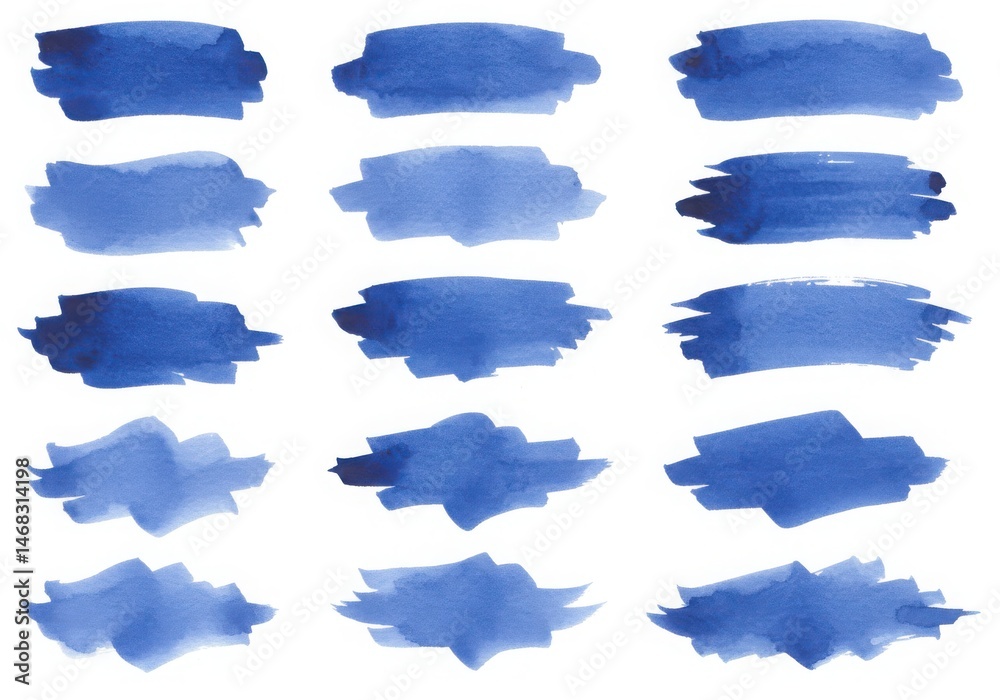 Blue watercolor brush strokes isolated on white background Blue watercolor brush strokes isolated on white background