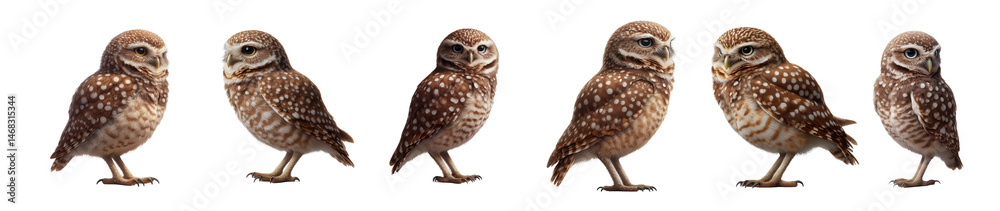 Fototapeta premium Group of spotted burrowing owls