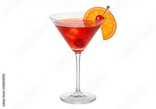 Wallpaper Mural Red cocktail with orange and cherry isolated on white background Torontodigital.ca