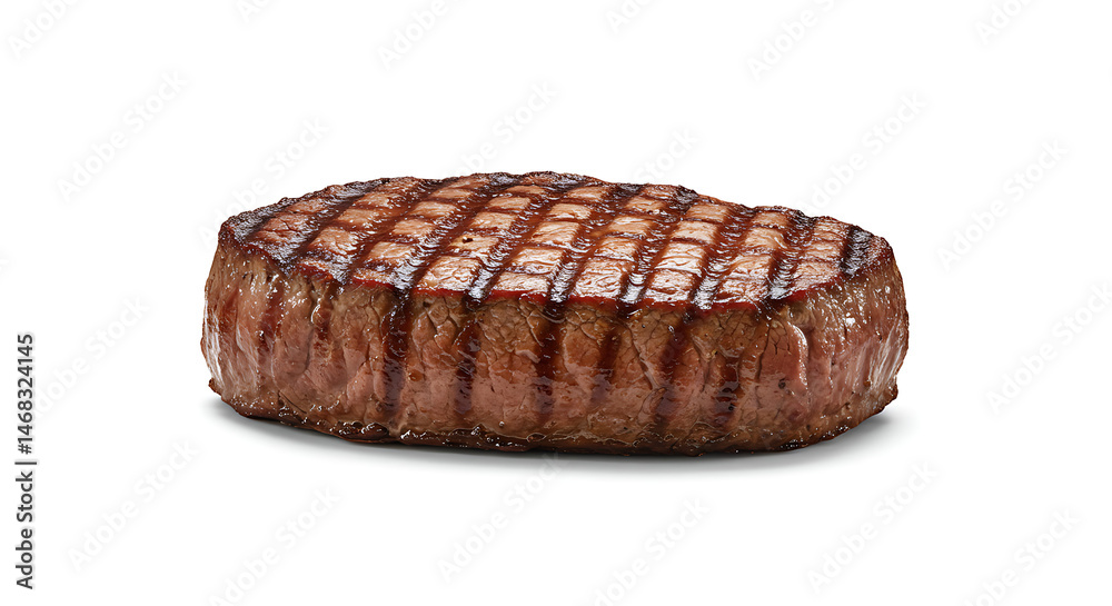 Grilled Steak Isolated on White Background