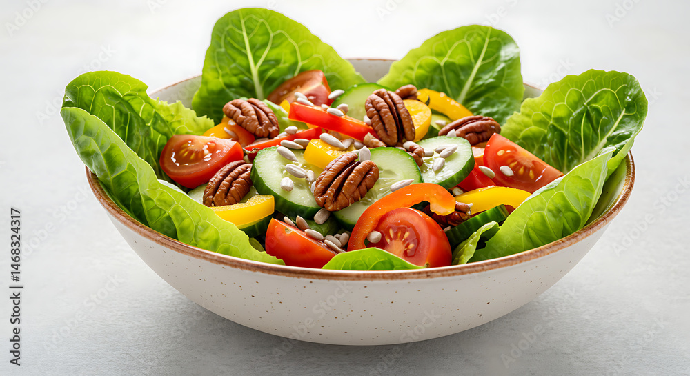 Healthy Garden Salad Isolated on White Background