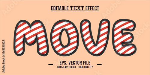 Move - Editable Wavy Colorful Striped Vector Text Effect