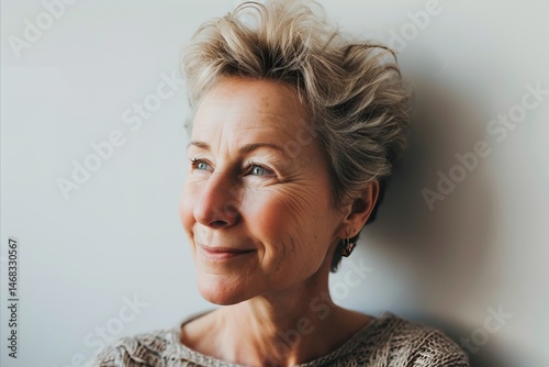 Obraz na płótnie Portrait of senior woman with short hair looking at the camera. w salonie
