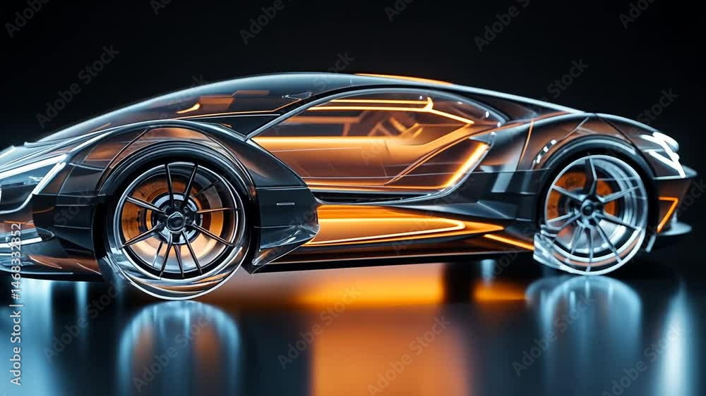 custom made wallpaper toronto digitalFuturistic Transparent Car Concept Design with Glowing Orange Lights and Sleek Lines