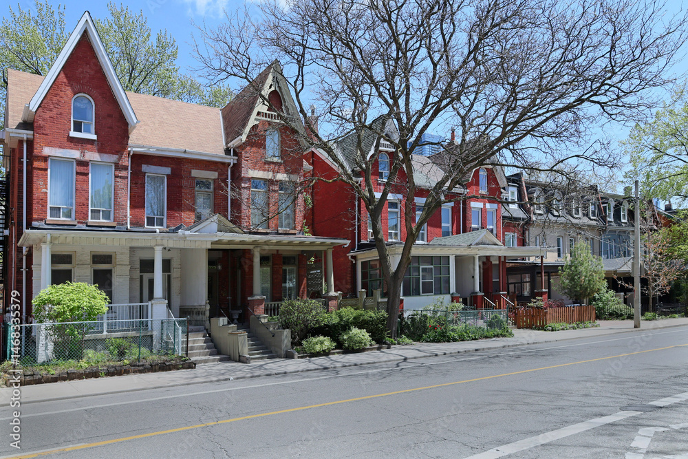 Obraz premium Urban residential street with old fashioned houses