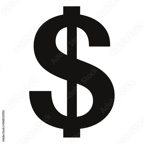 A bold, black dollar sign  on white background