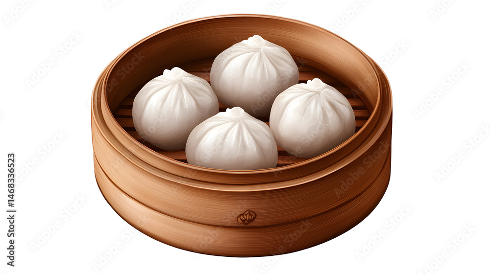 steamed meatball, dim sum food cutout png isolated on white or transparent background