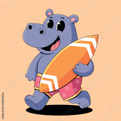 Hippo Carrying Surfboard