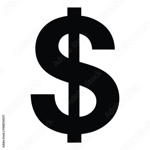 A bold, black dollar sign  on white background