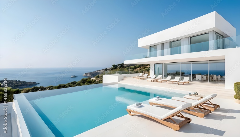 Fototapeta premium Modern Villa with Infinity Pool and Ocean View