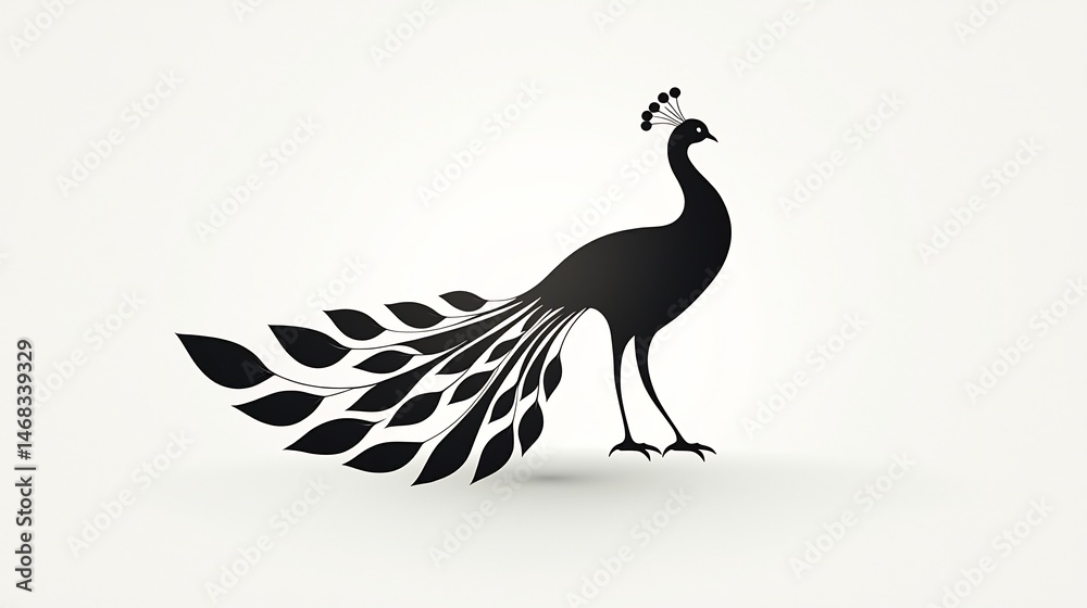Fototapeta premium Elegant peacock silhouette
