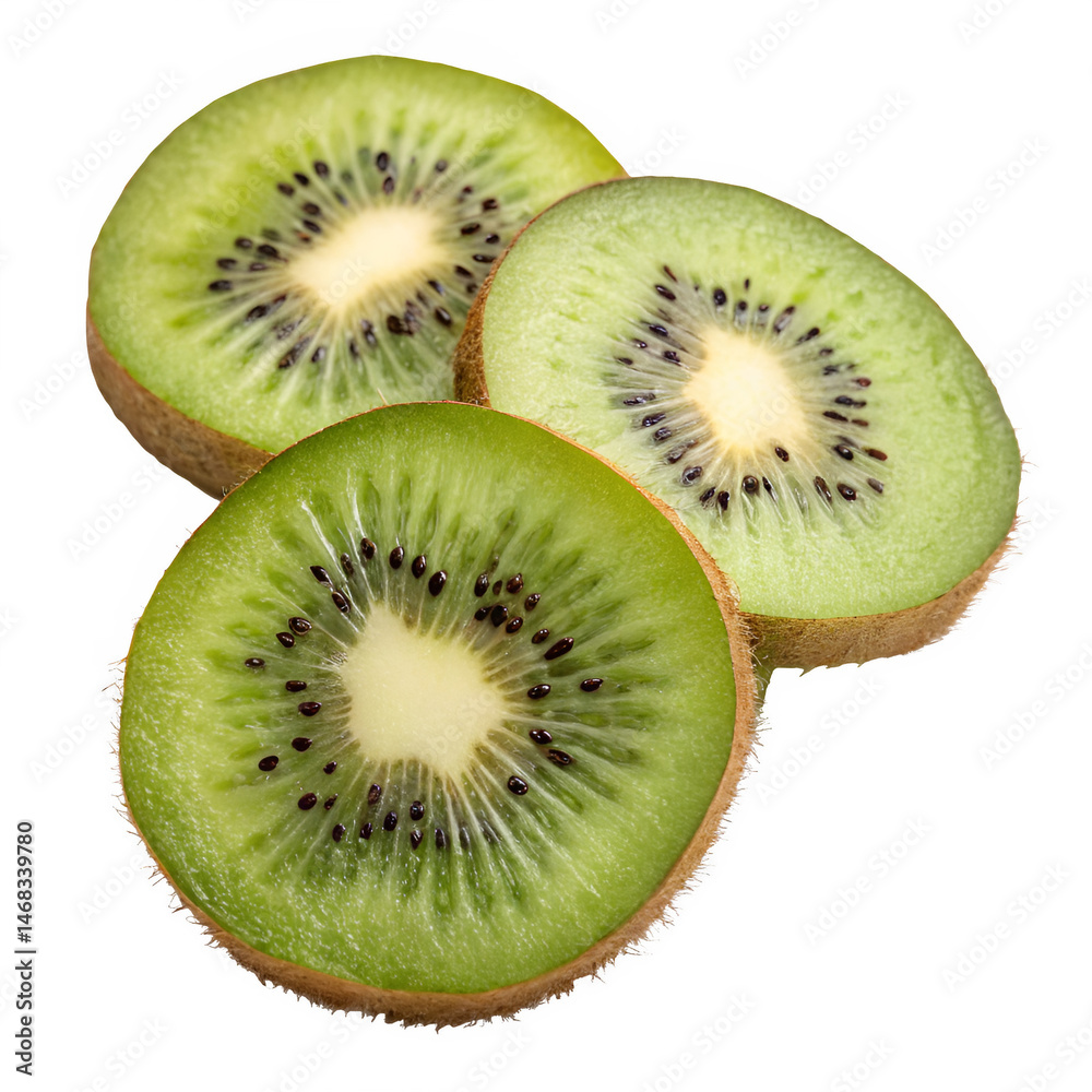 Fototapeta premium kiwi fruit slices isolated on white or transparent png