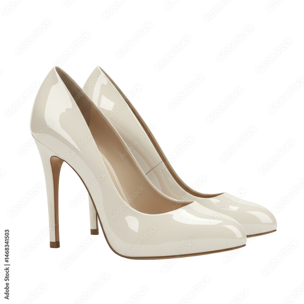Elegant pair of cream-colored high heels, isolated on a transparent background, perfect for fashion needs. Elegant pair of cream-colored high heels, isolated on a transparent background, perfect for fashion needs.