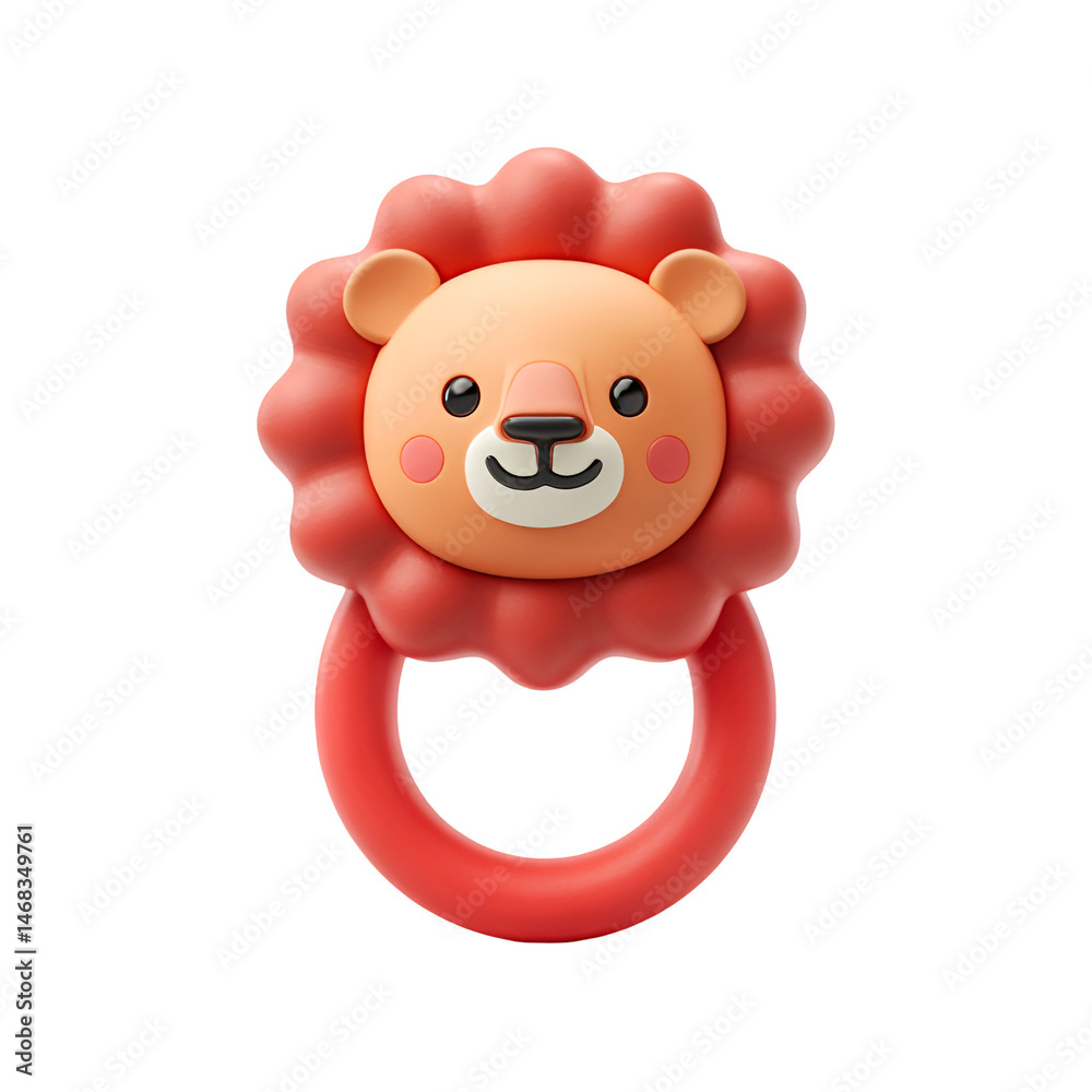 Fototapeta premium Adorable Lion Baby Rattle Playtime Fun Joyful Colors