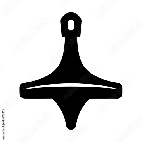 Black Silhouette of a Spinning Top Toy with a Hole for Hanging