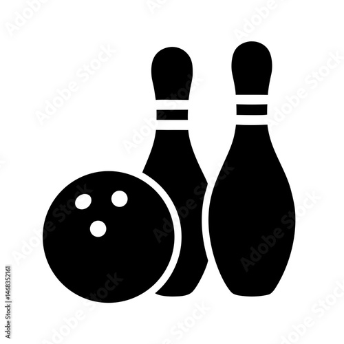Bowling Ball with Pins Silhouette Image for Sports and Recreation Design