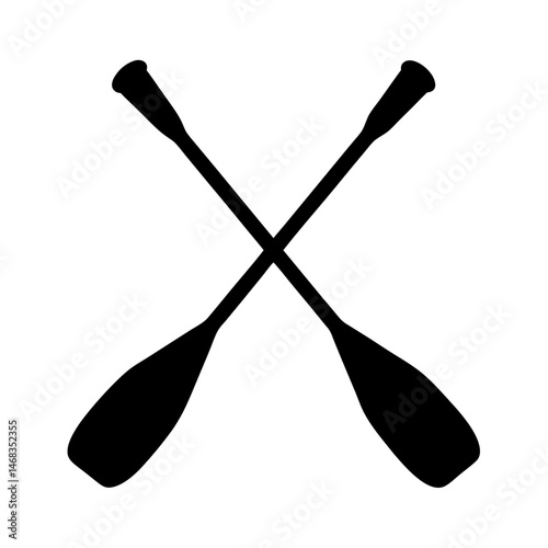 Crossed black paddles symbol of rowing canoeing kayaking and watersports activities
