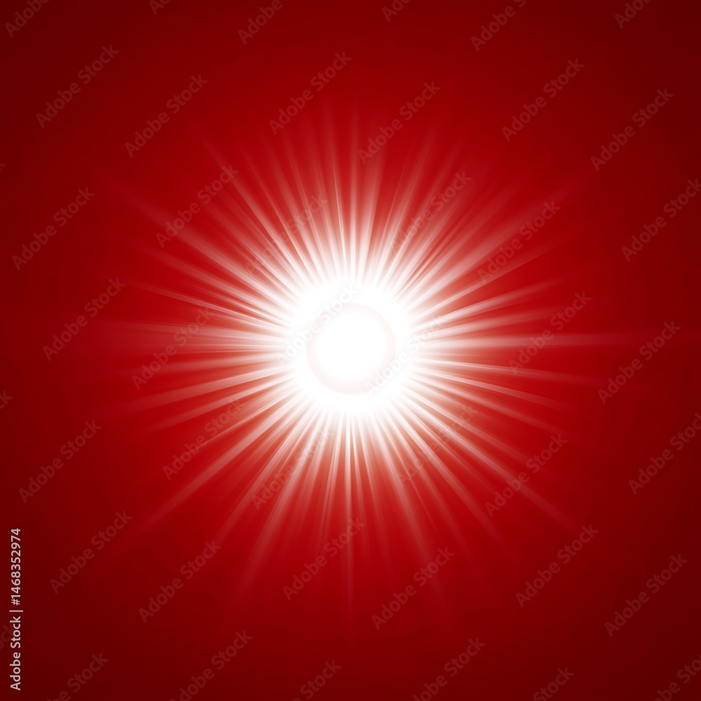 Obraz premium Radiant sunburst on a deep red background