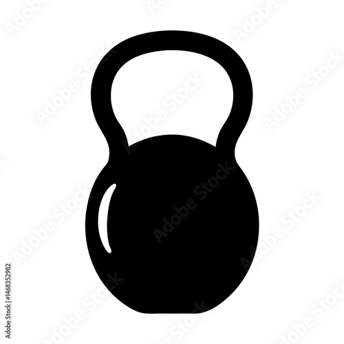 Simple Black Kettlebell Icon on a White Background for Fitness Purposes