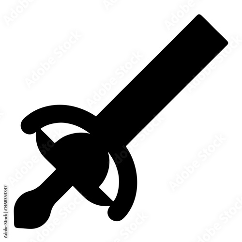 Stylized silhouette of a Renaissance era rapier sword on a white background