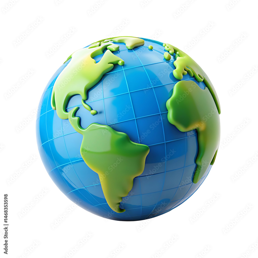 Fototapeta premium 3d earth globe icon isolated on transparent background. Png