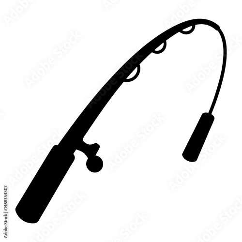 Black Silhouette of a Fishing Rod Depicting the Essence of Angling