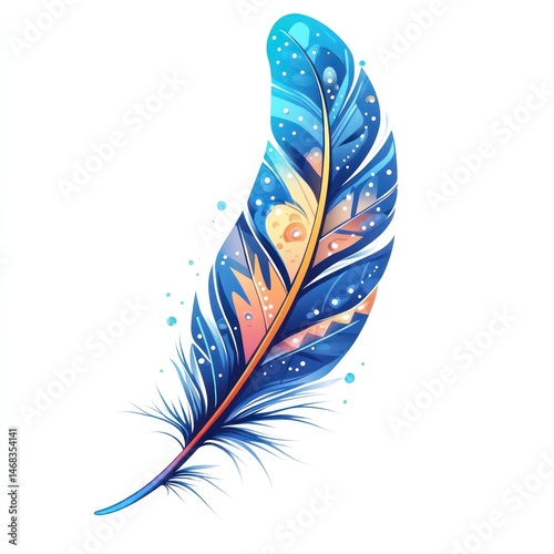 Majestic Watercolor Feather with Vibrant Ethereal Design for Creative Concept  Decorative Feather with Mesmerizing Colorful Patterns Ideal for Bohemian Mystical or Whimsical Designs
